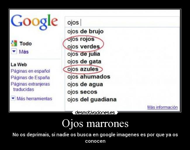 Ojos marrones - No os deprimais, si nadie os busca en google imagenes es por que ya os conocen