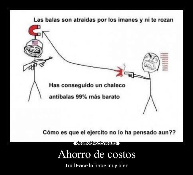 Ahorro de costos - Troll Face lo hace muy bien