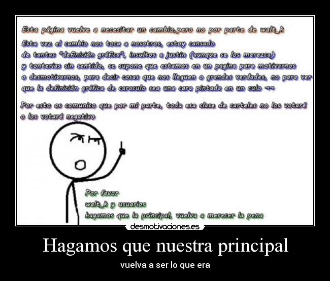 Hagamos que nuestra principal - vuelva a ser lo que era
