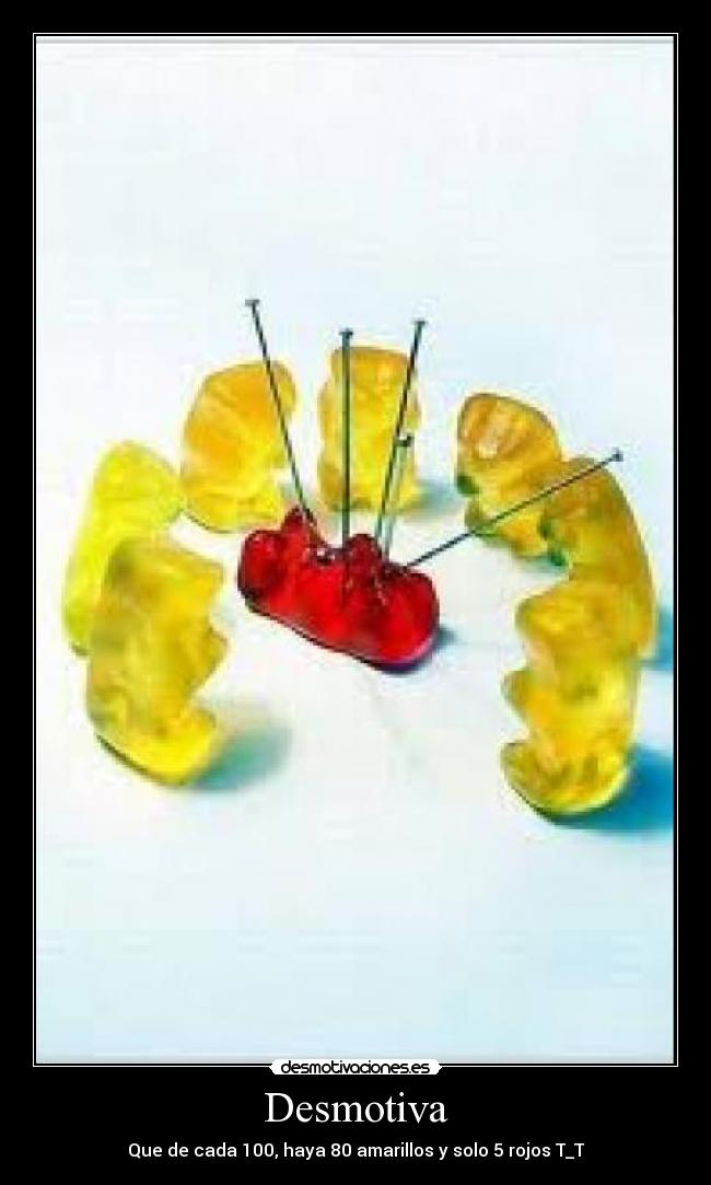 Desmotiva - Que de cada 100, haya 80 amarillos y solo 5 rojos T_T
