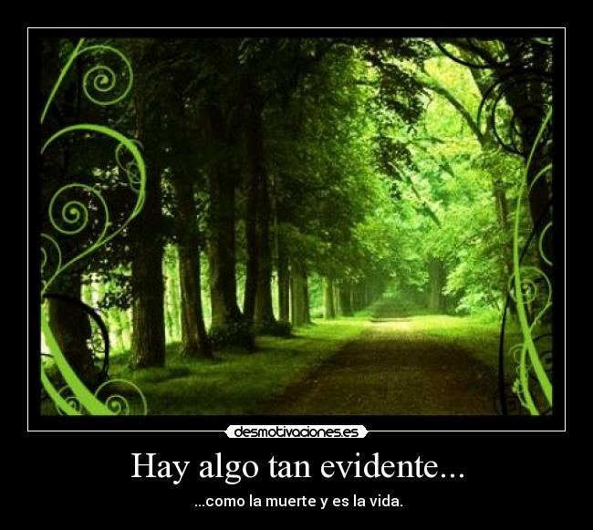 Hay algo tan evidente... - ...como la muerte y es la vida.