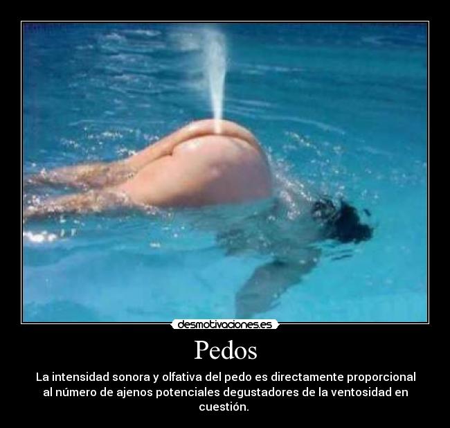 Pedos - La intensidad sonora y olfativa del pedo es directamente proporcional
al número de ajenos potenciales degustadores de la ventosidad en
cuestión.