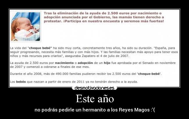 carteles cheque bebe recien nacido zapatero reforma desmotivaciones