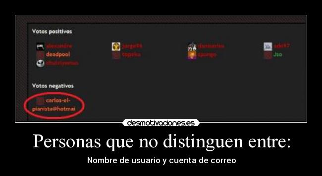 Personas que no distinguen entre: - Nombre de usuario y cuenta de correo