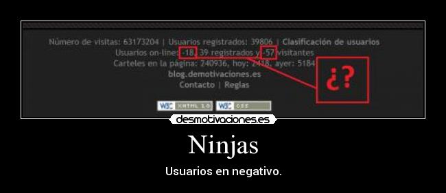 Ninjas - Usuarios en negativo.