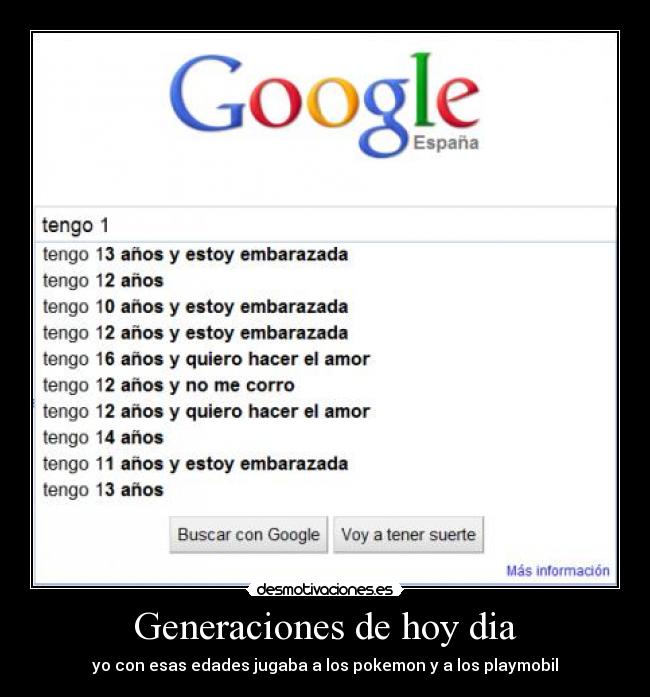 Generaciones de hoy dia -