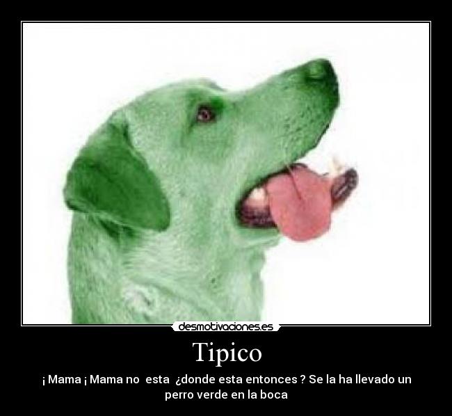 Tipico - ¡ Mama ¡ Mama no  esta  ¿donde esta entonces ? Se la ha llevado un
perro verde en la boca