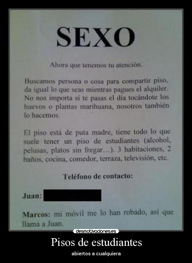 Pisos de estudiantes - abiertos a cualquiera