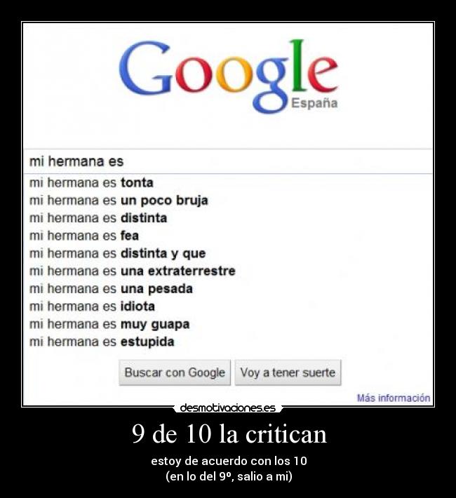 9 de 10 la critican - estoy de acuerdo con los 10
(en lo del 9º, salio a mi)