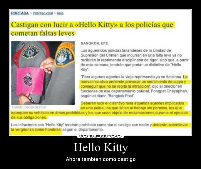 Hello Kitty - Ahora tambien como castigo