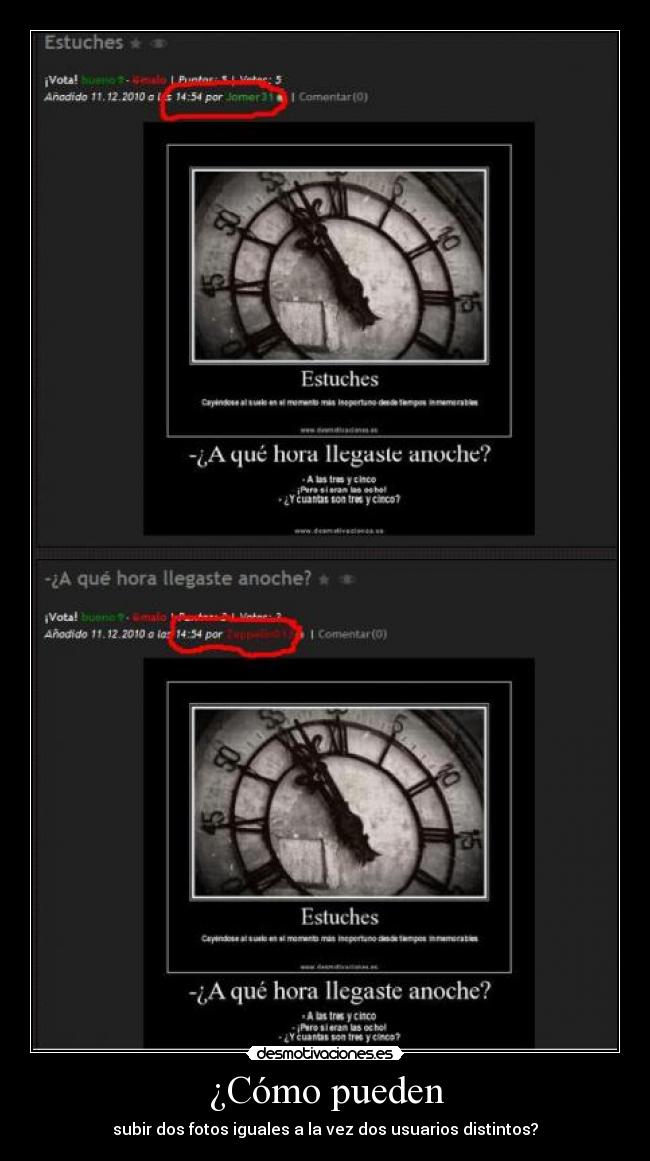 ¿Cómo pueden - subir dos fotos iguales a la vez dos usuarios distintos?