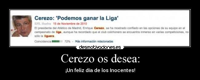 Cerezo os desea: - ¡Un feliz día de los Inocentes!