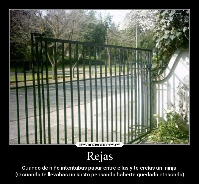 Rejas - Cuando de niño intentabas pasar entre ellas y te creías un ninja.
(O cuando te llevabas un susto pensando haberte quedado atascado)