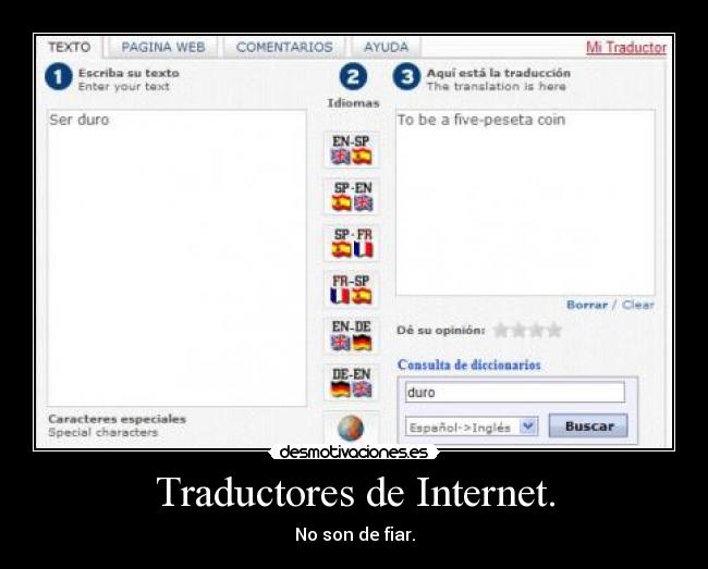 Traductores de Internet. - No son de fiar.