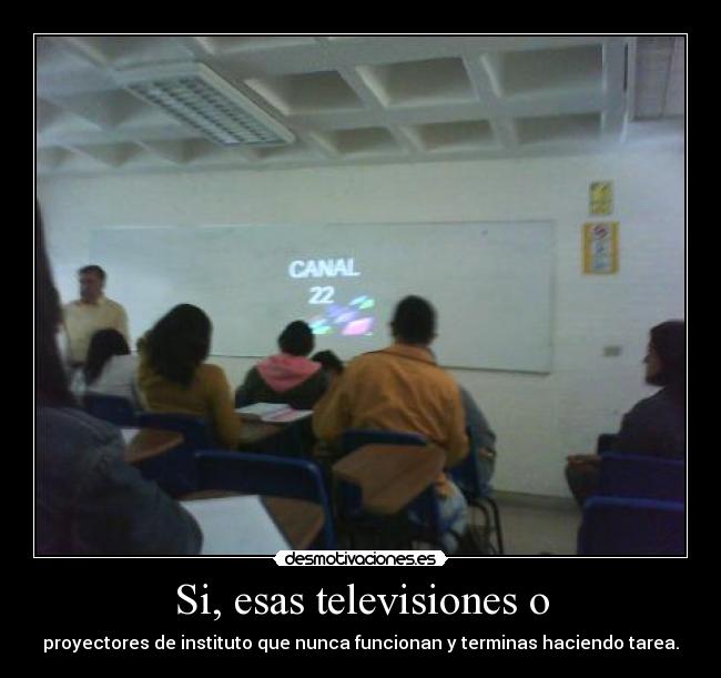 Si, esas televisiones o - proyectores de instituto que nunca funcionan y terminas haciendo tarea.