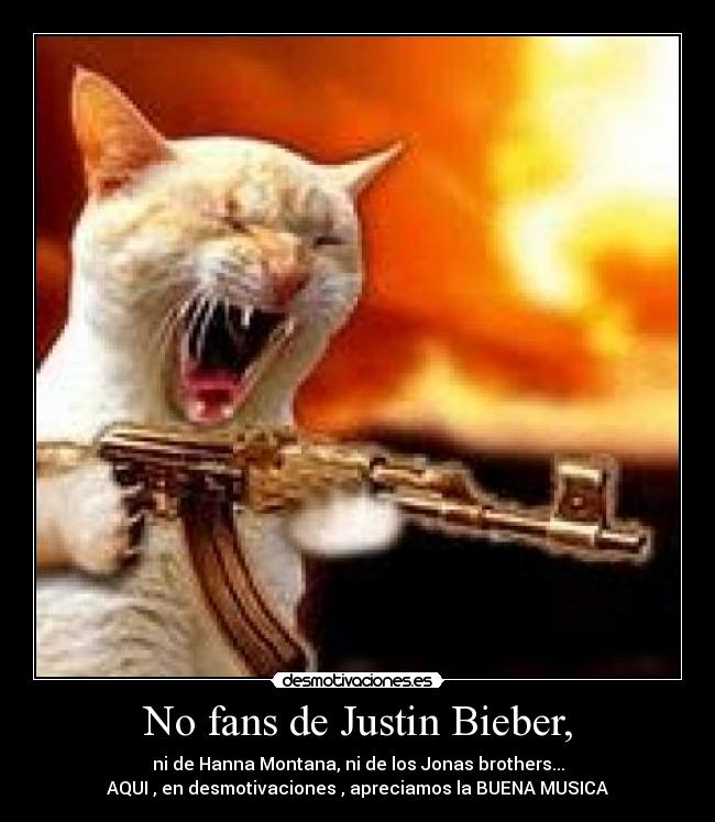 No fans de Justin Bieber, - ni de Hanna Montana, ni de los Jonas brothers...
AQUI , en desmotivaciones , apreciamos la BUENA MUSICA