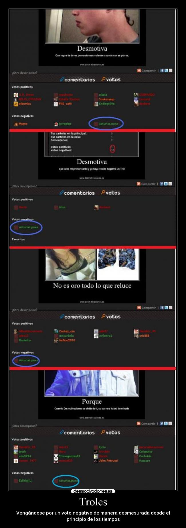 Troles - Vengándose por un voto negativo de manera desmesurada desde el
principio de los tiempos
