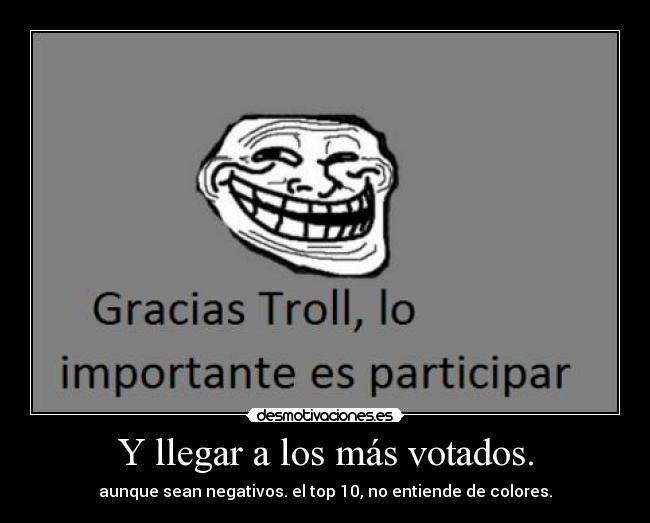 Y llegar a los más votados. - aunque sean negativos. el top 10, no entiende de colores.