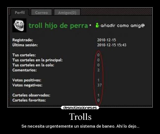 Trolls - Se necesita urgentemente un sistema de baneo. Ahí lo dejo...