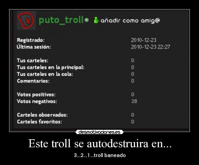 Este troll se autodestruira en... -