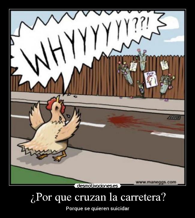 ¿Por que cruzan la carretera? - Porque se quieren suicidar