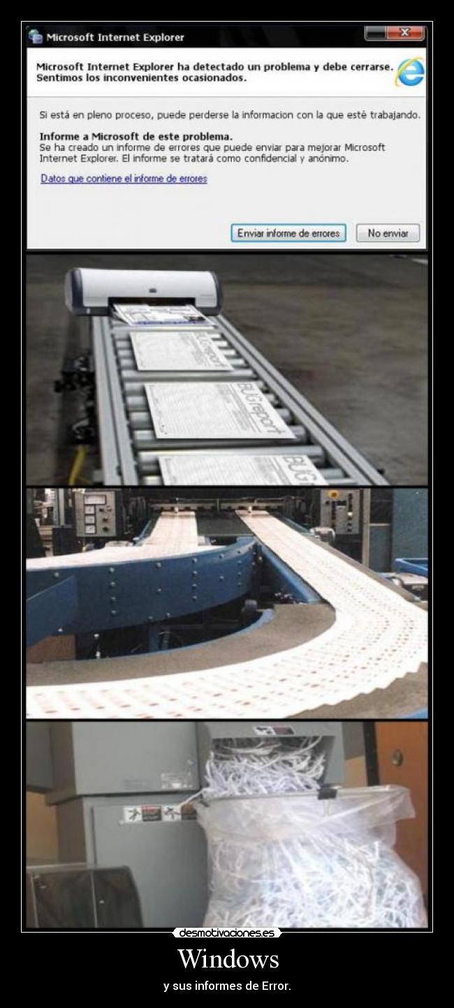 carteles windows sus informes error desmotivaciones