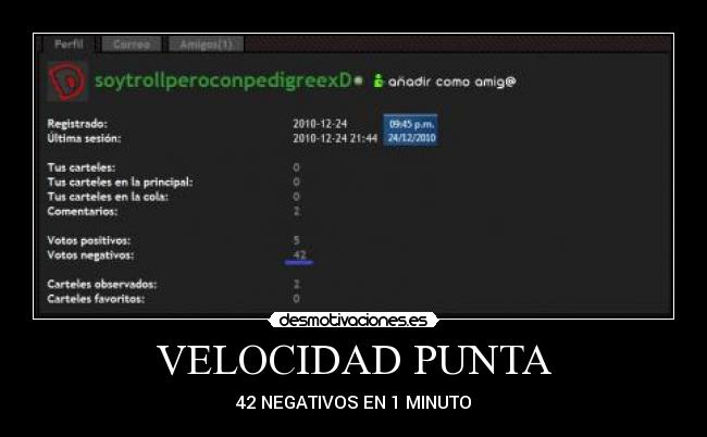 VELOCIDAD PUNTA - 42 NEGATIVOS EN 1 MINUTO