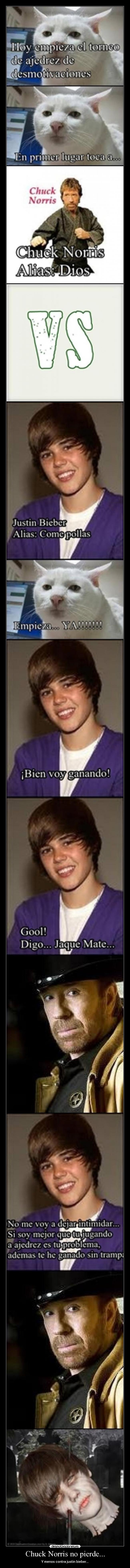 Chuck Norris no pierde... - Y menos contra justin bieber...