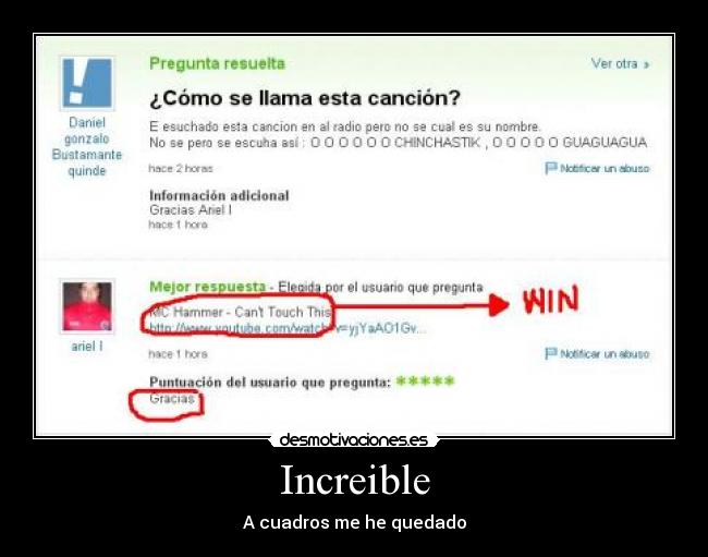 Increible - A cuadros me he quedado