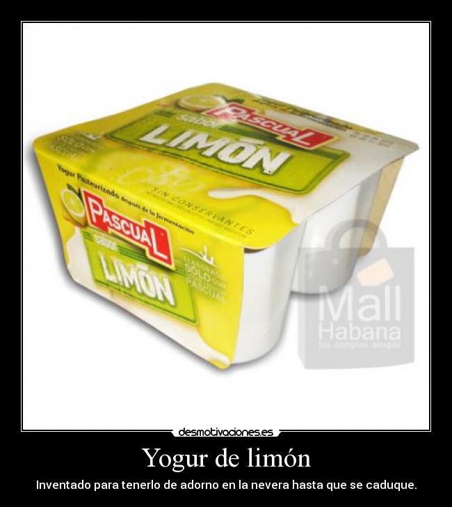 Yogur de limón - Inventado para tenerlo de adorno en la nevera hasta que se caduque.
