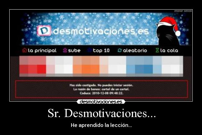 Sr. Desmotivaciones... - He aprendido la lección...