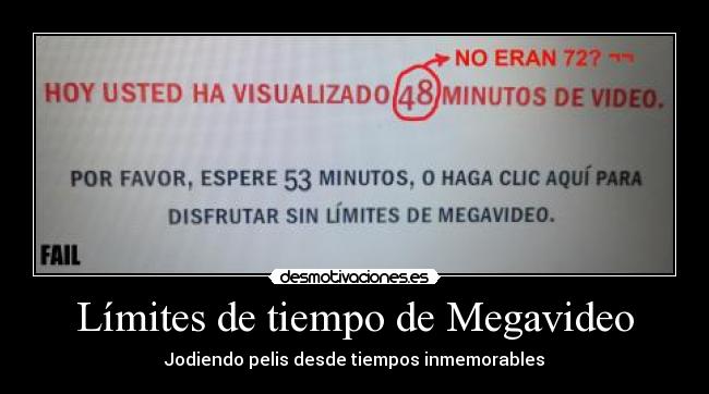 Límites de tiempo de Megavideo -