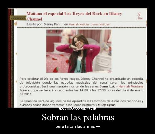 Sobran las palabras - pero faltan las armas ¬¬