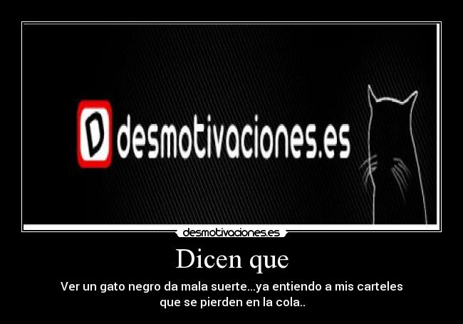 Dicen que - Ver un gato negro da mala suerte...ya entiendo a mis carteles
que se pierden en la cola..