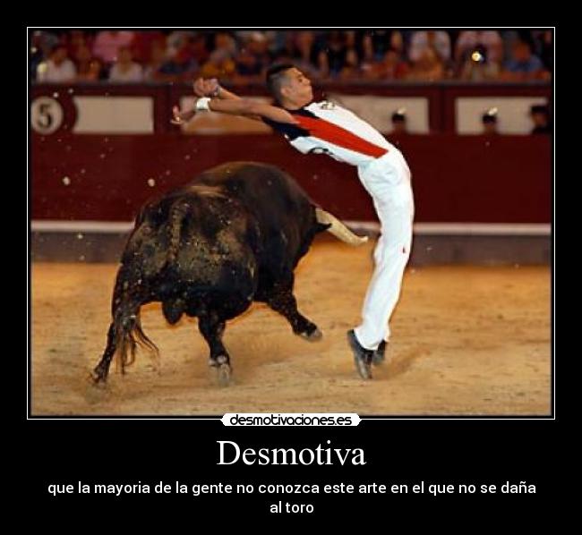 Desmotiva - que la mayoria de la gente no conozca este arte en el que no se daña al toro