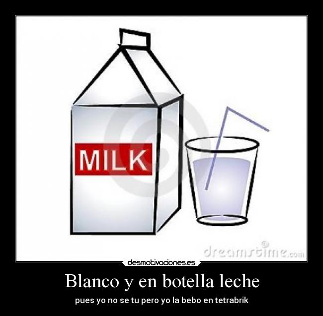 Blanco y en botella leche -