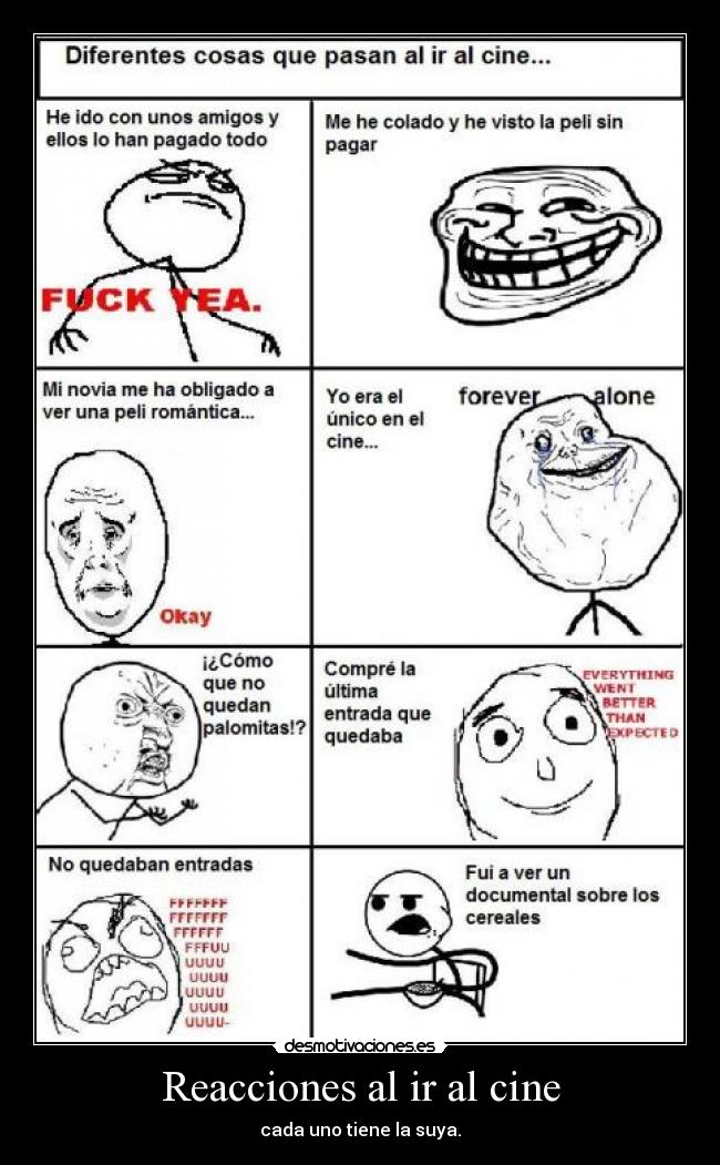 Reacciones al ir al cine -