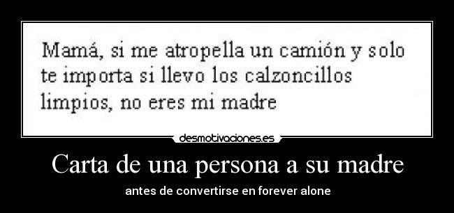 Carta de una persona a su madre -