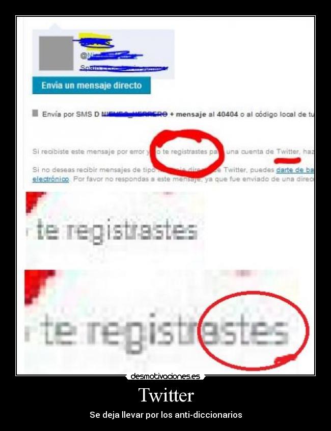 Twitter - Se deja llevar por los anti-diccionarios
