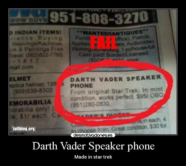 Darth Vader Speaker phone - Made in star trek