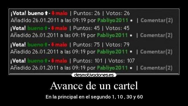 Avance de un cartel - En la principal en el segundo 1, 10 , 30 y 60