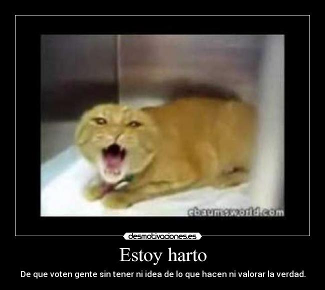 Estoy harto - De que voten gente sin tener ni idea de lo que hacen ni valorar la verdad.