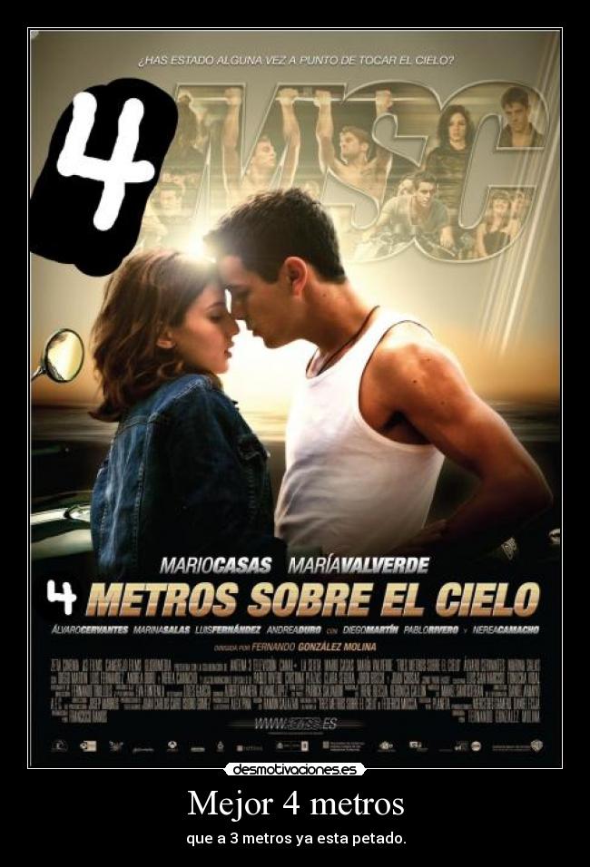 Mejor 4 metros - que a 3 metros ya esta petado.