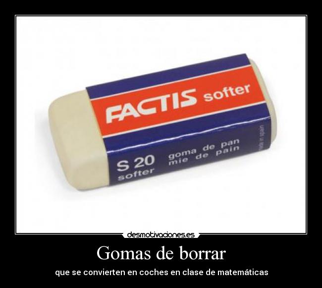 Gomas de borrar - que se convierten en coches en clase de matemáticas