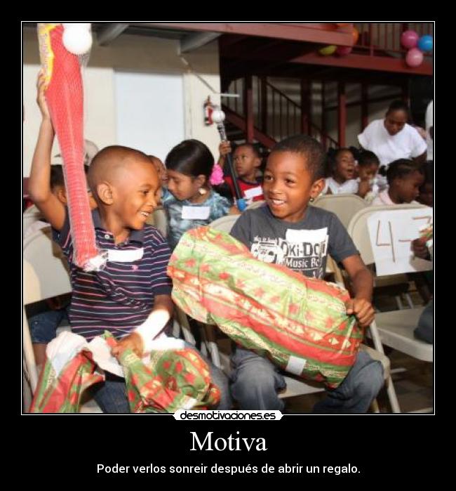 Motiva - Poder verlos sonreir después de abrir un regalo.