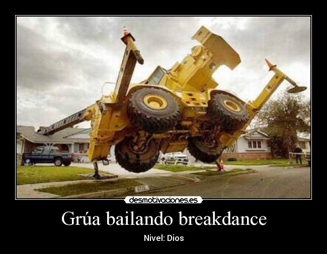 Grúa bailando breakdance -
