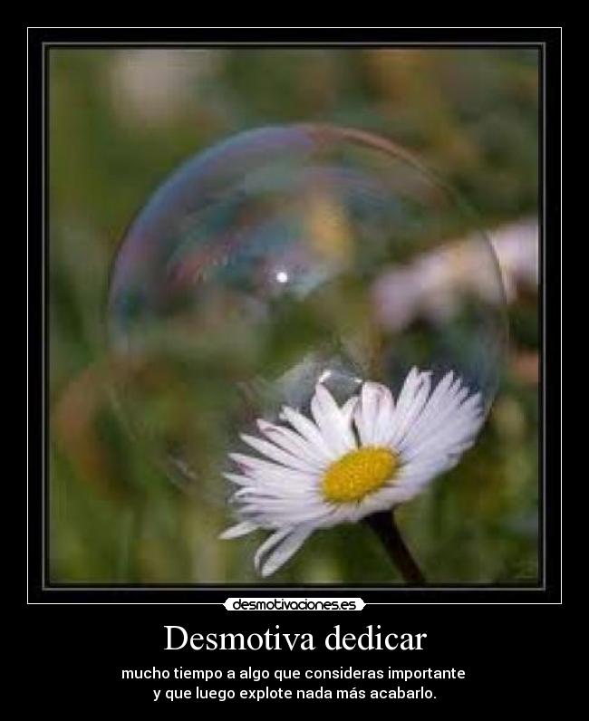 Desmotiva dedicar - mucho tiempo a algo que consideras importante
y que luego explote nada más acabarlo.