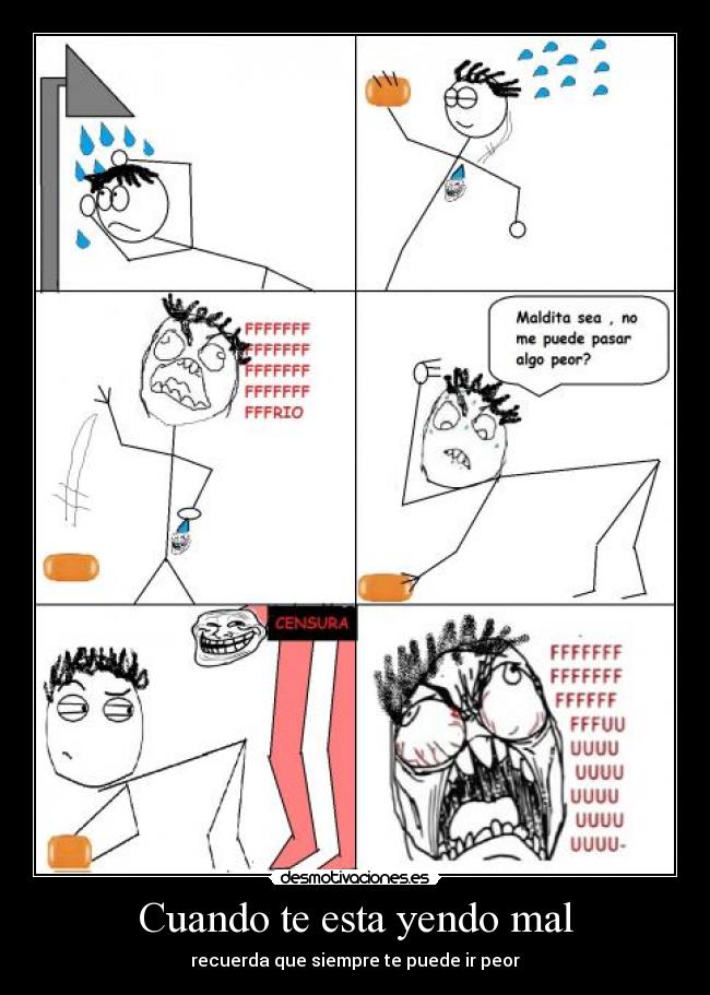 carteles ducha fuuuuuuuuuuuu bano frio desmotivaciones