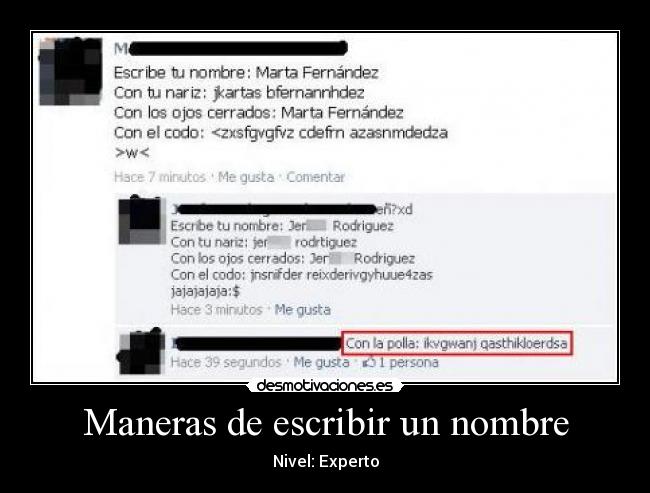 Maneras de escribir un nombre - Nivel: Experto