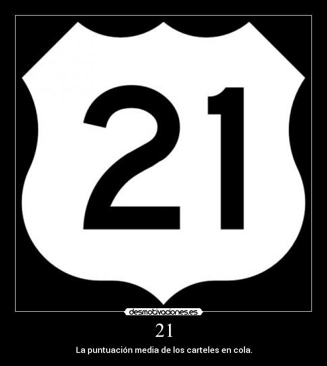 21 - La puntuación media de los carteles en cola.